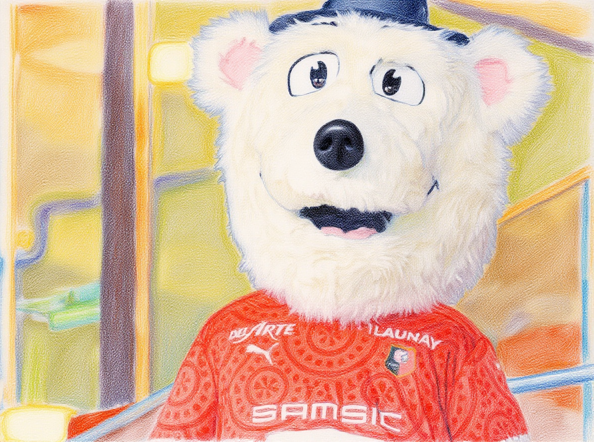 Quel est le nom de la mascotte officielle du Stade Rennais FC, souvent vue au Roazhon Park ?